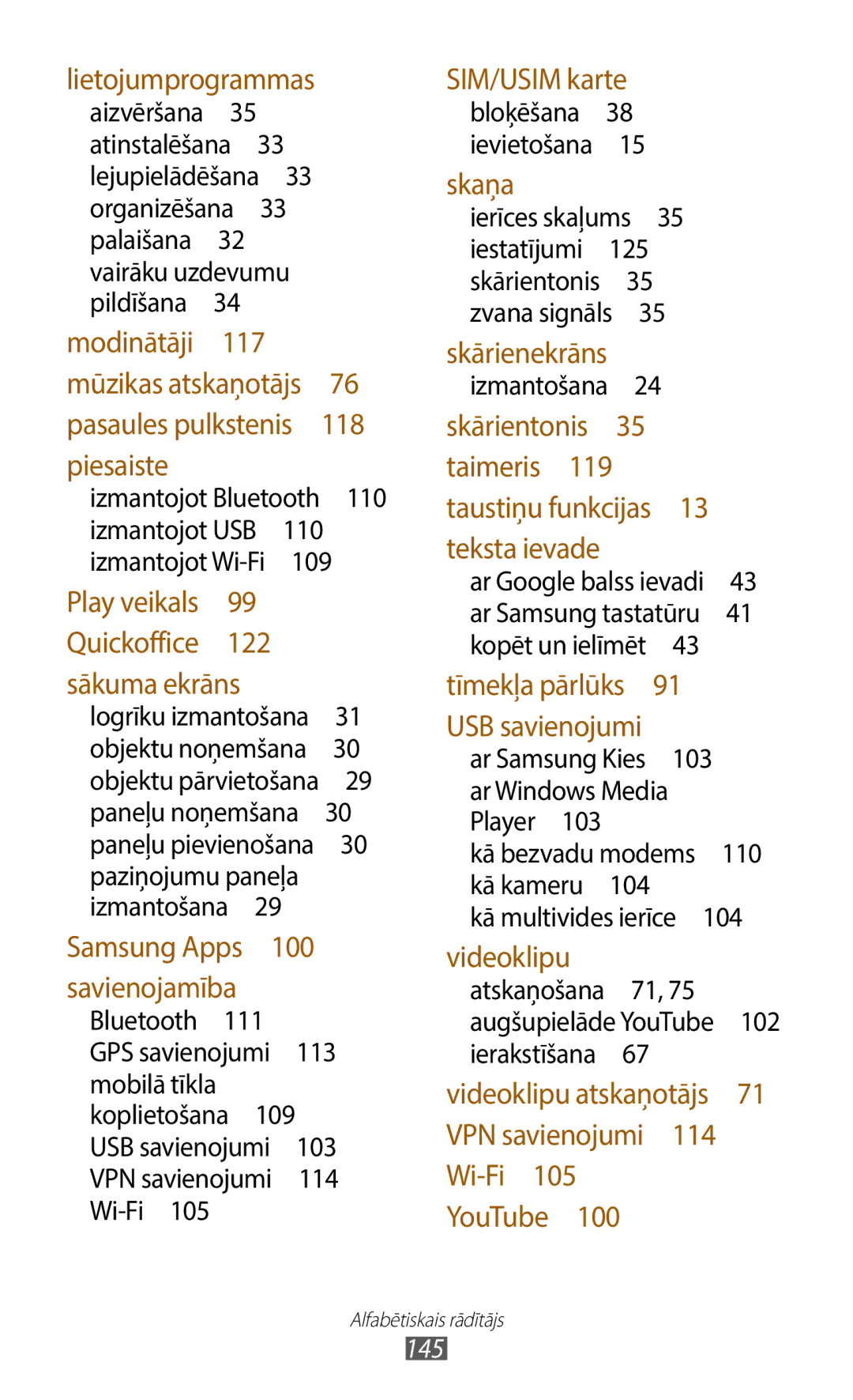 Samsung GT-B5330ZWASEB manual 110, 109, Izmantošana , 103, Kā kameru Kā multivides ierīce  